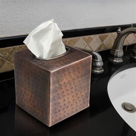 antique black metal square facial-tissue box cover-holder|Monarch Abode 19127 Hand Hammered Tissue Box Square .